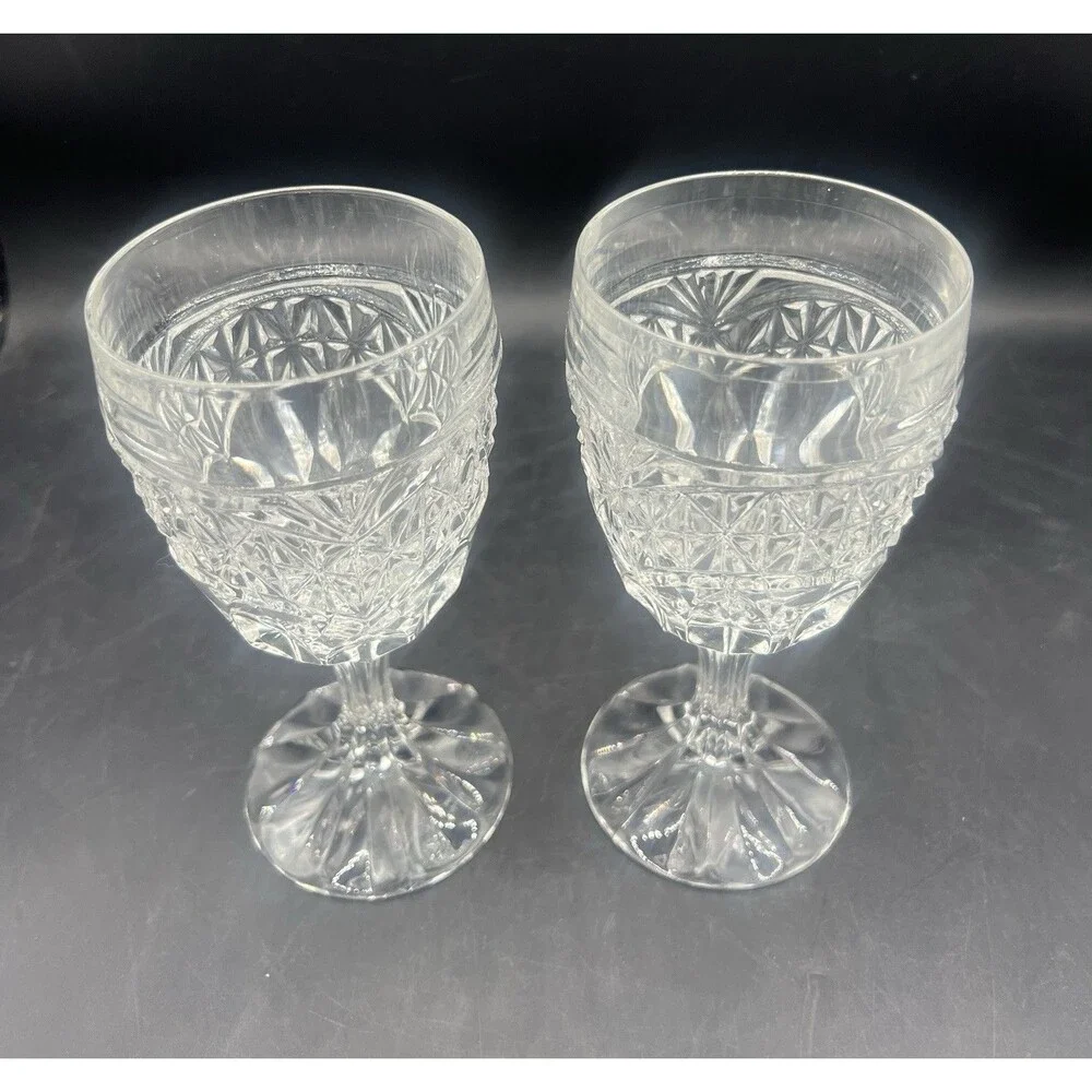 Crystal D’Arques D’Adriana Luna Wine Water Goblets Set of 2 Clear 6.25” Vintage